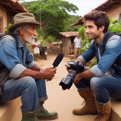 journalist interviewing a farmer